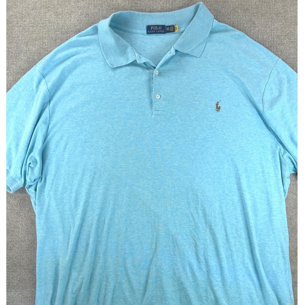 Polo Ralph Lauren Mens 3XB Blue Heathered Short Sleeve Cotton Polo Shirt BigTall